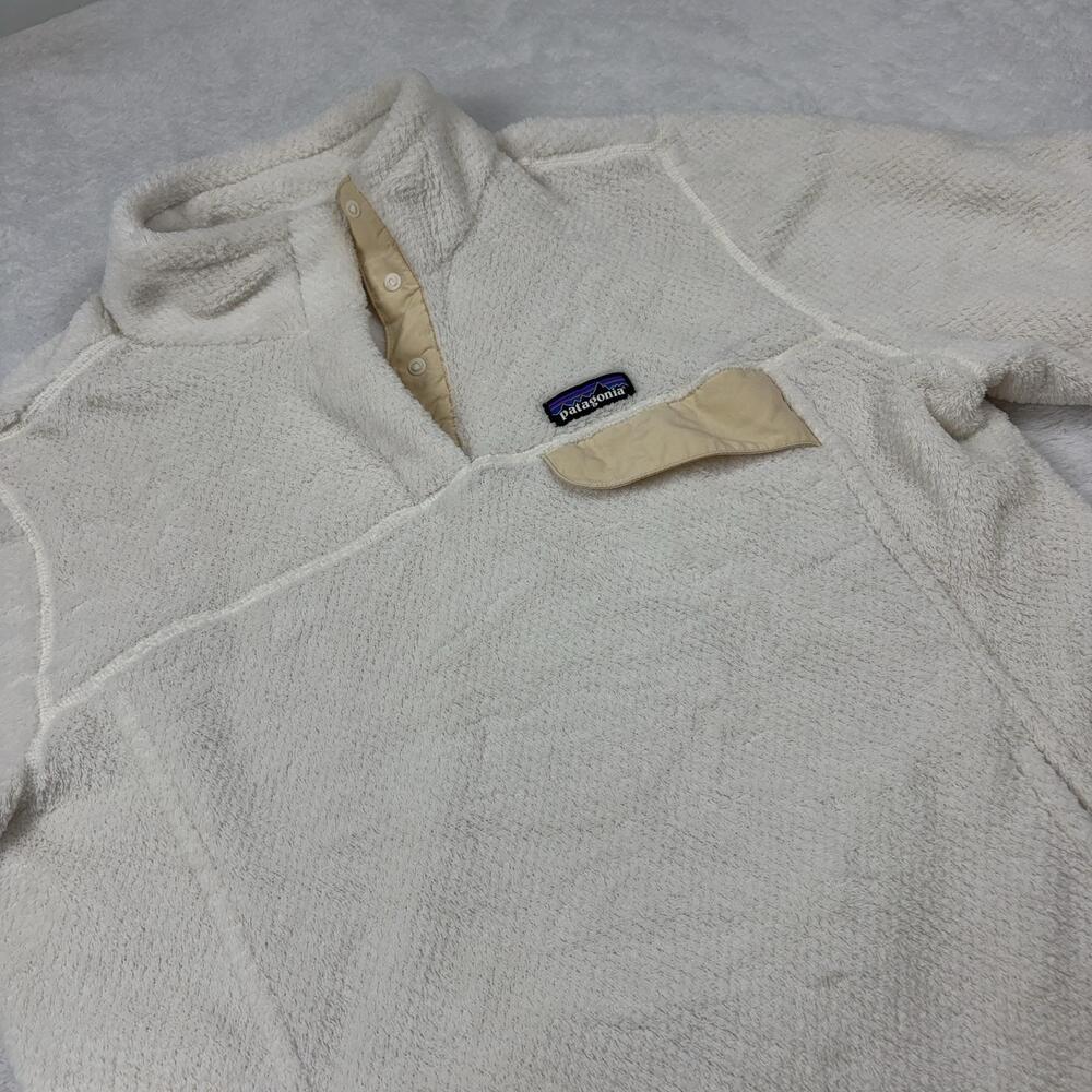 Patagonia Pullover Womens XL White Polartec Thermal Pro Fleece Snap High Neck